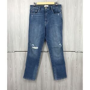 Frame Women's Med Wash Le Sylvie Slender Straight Distressed Jeans‎ Size 31